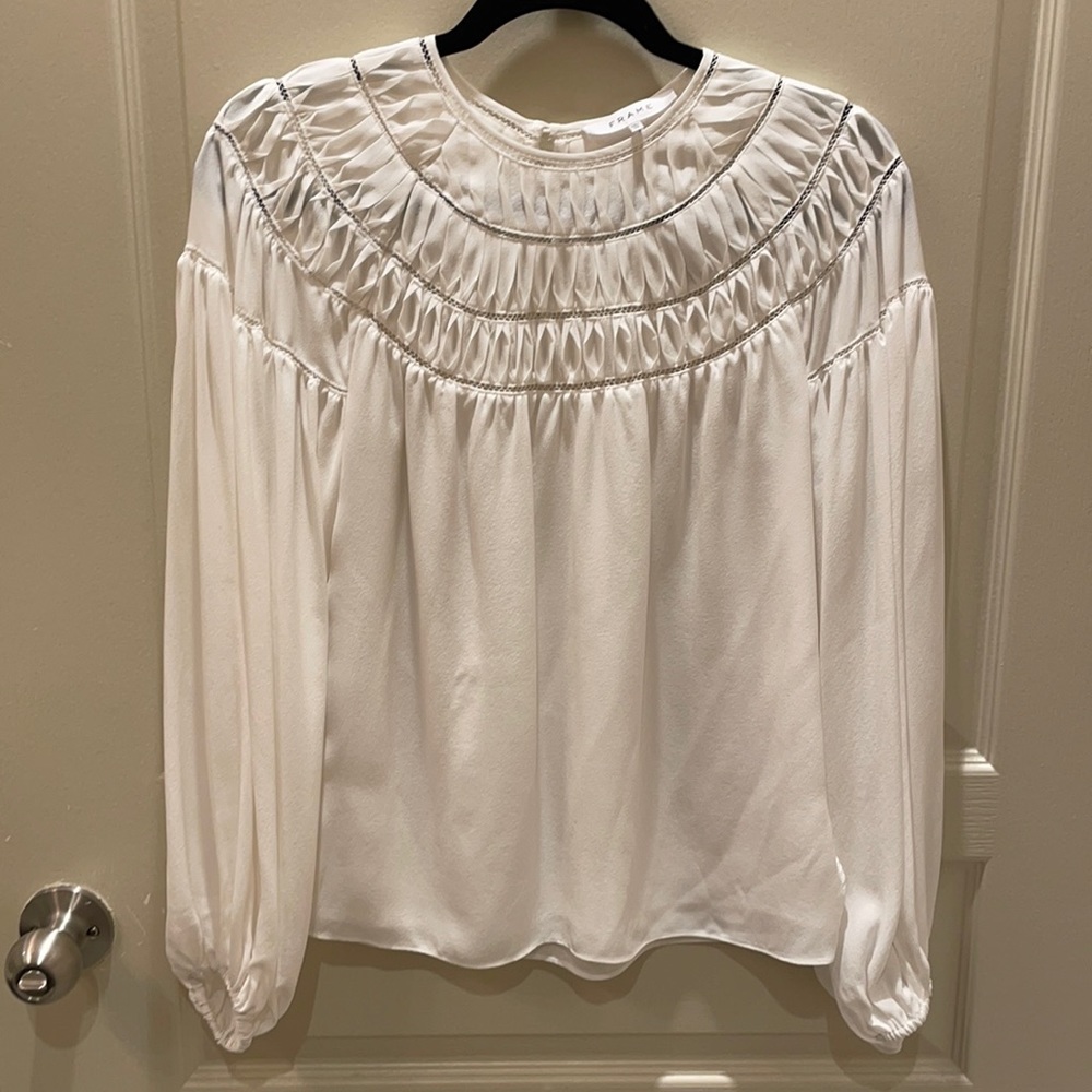 FRAME white silk blouse, NWOT